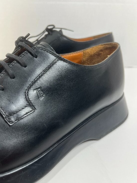 TOD\'S Black Leather Oxford Shoes [Mens 8.5US] Lace Up Rubber Platform Sole Men\'s